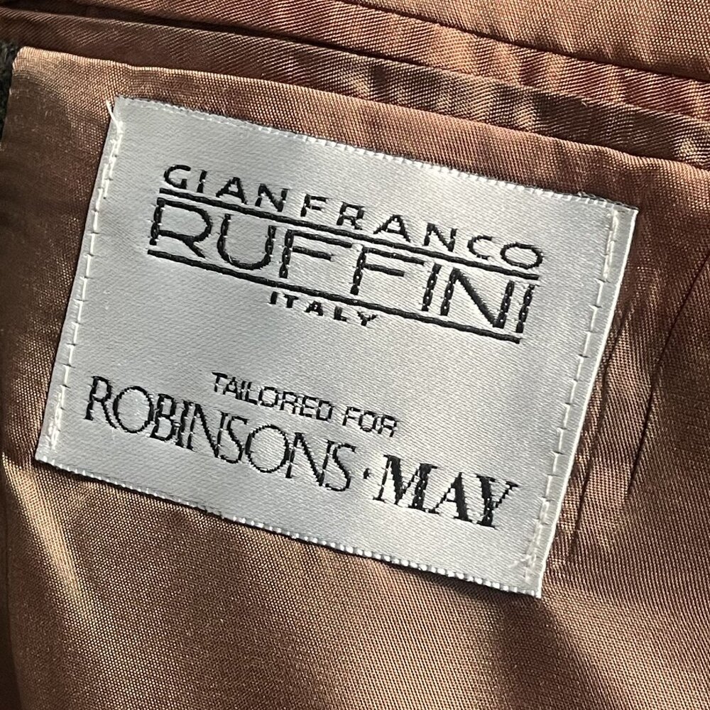 Gianfranco Ruffini Mens Houndstooth Lambswool Blazer S 38 Plaid Green - Picture 3 of 10